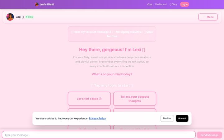 Screenshot of chatwithlexi.com