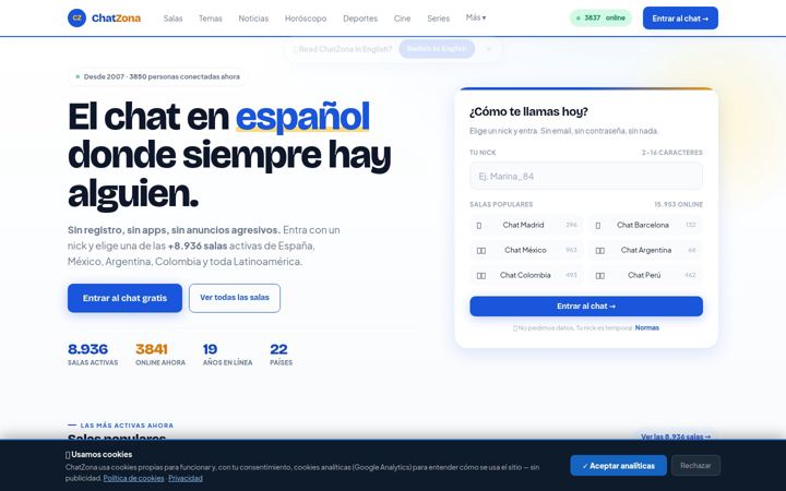 Screenshot of chatzona.com