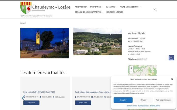 Skjámynd af chaudeyrac.fr