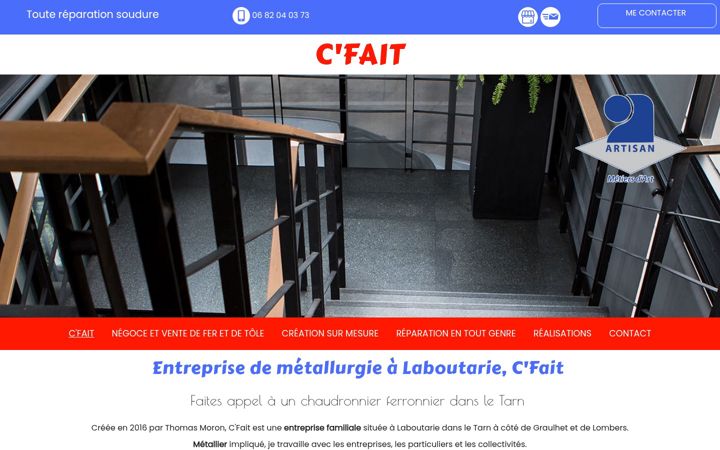 Skjámynd af chaudronnerie-cfait.fr