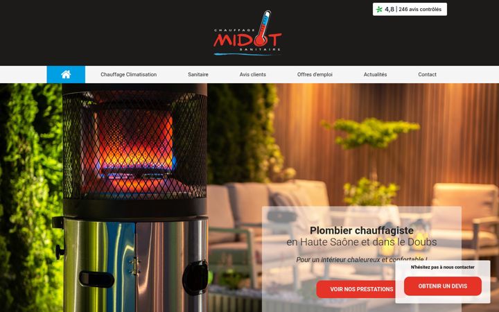 Screenshot of chauffage-sanitaire-midot.com