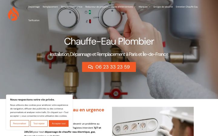 Képernyőkép: chauffe-eau-plombier.fr