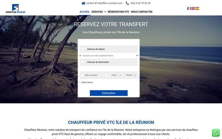 Screenshot of chauffeur-reunion.com