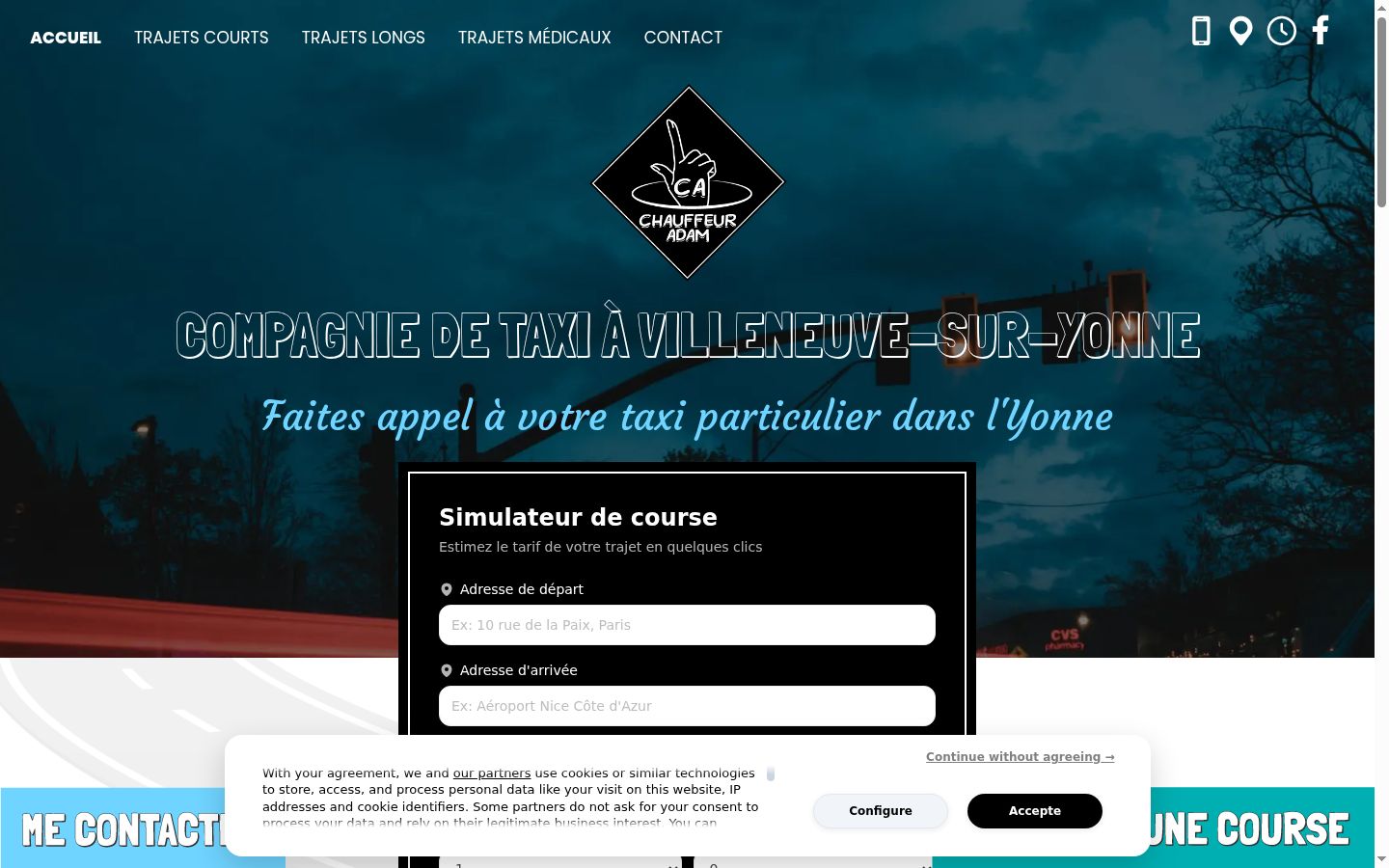 Capture d'écran de la bannière de consentement affichée avant toute interaction