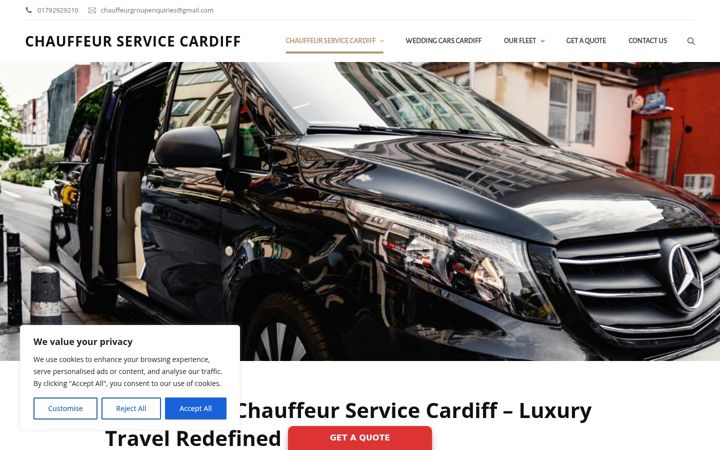 Screenshot van chauffeurservicecardiff.co.uk