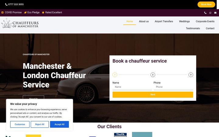 Screenshot of chauffeursofmanchester.com