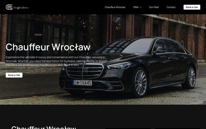 Screenshot ta' chauffeurwroclaw.pl