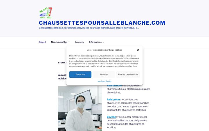 Screenshot of chaussettespoursalleblanche.com