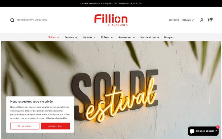 Ekrano kopija chaussuresfillion.ca