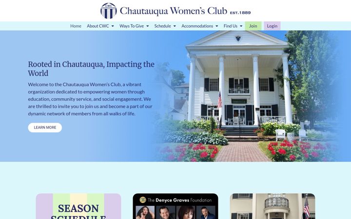 Screenshot of chautauquawomensclub.org