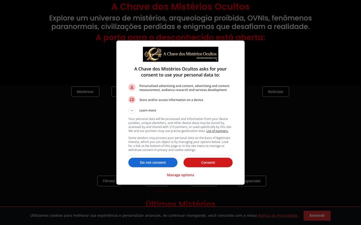 Screenshot of chavedosmisterios.com
