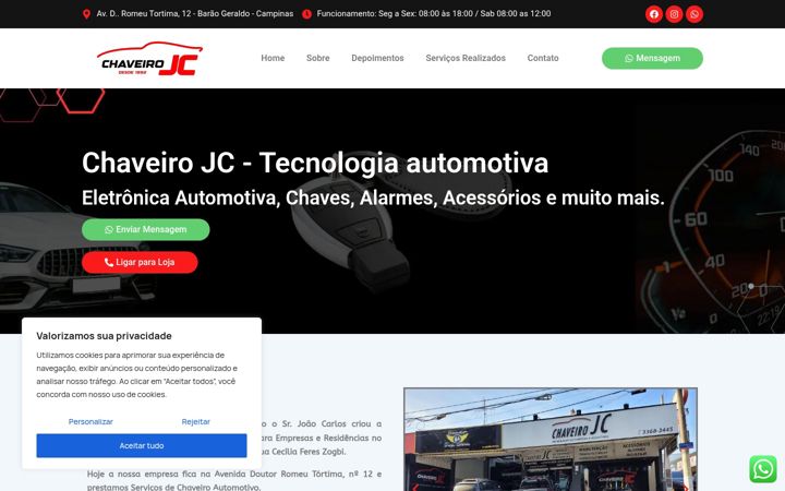 Captura de ecrã de chaveirojc.com.br