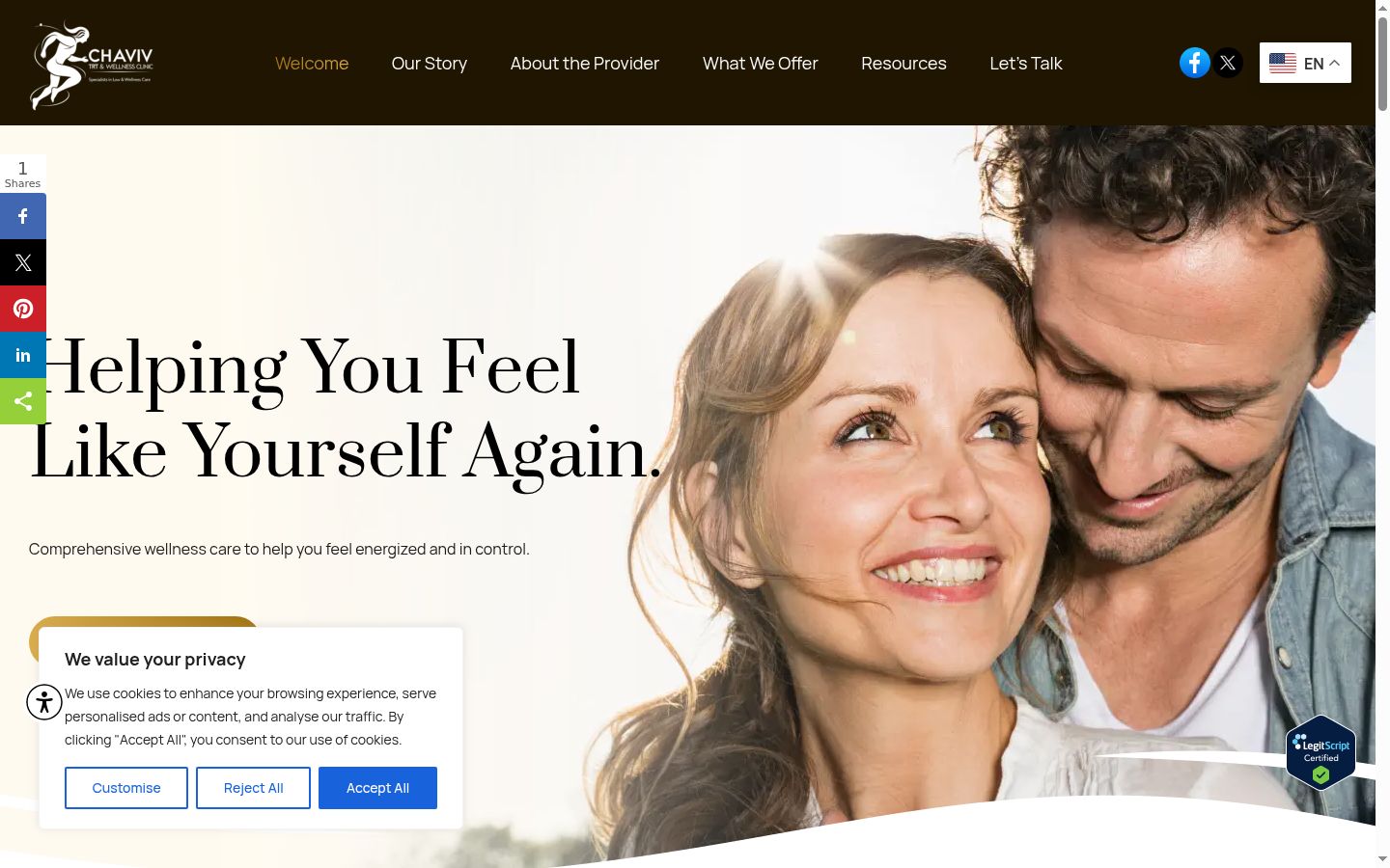 Screenshot of the consent banner shown before any interaction