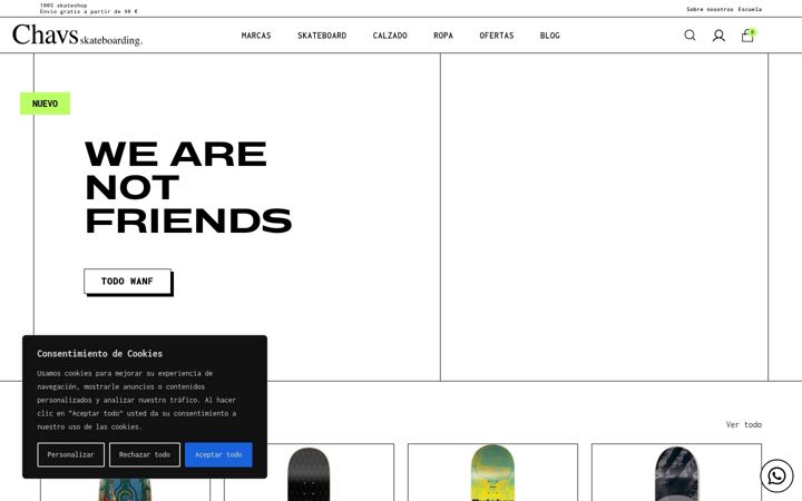 Screenshot of chavsskateshop.com