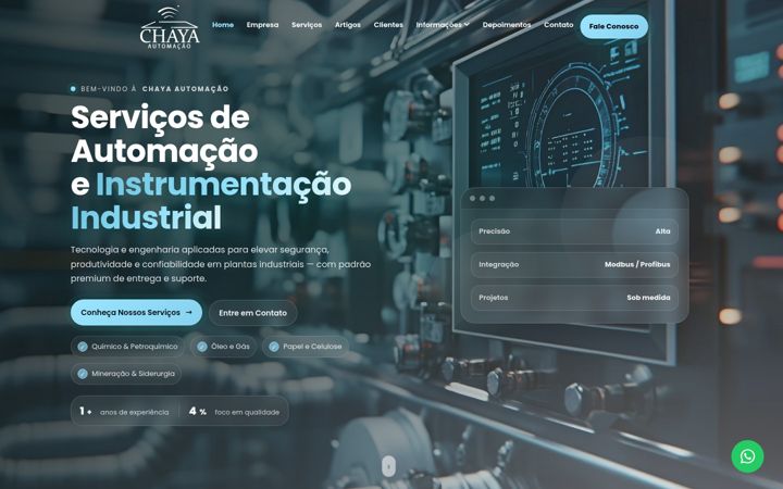 Ekraanipilt saidist chayaautomacao.com.br
