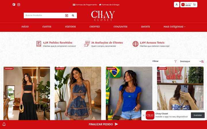 Screenshot of chaycloset.com