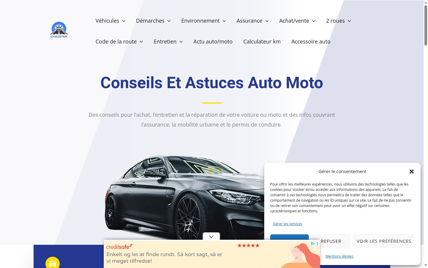 Screenshot del banner di consenso mostrato prima di qualsiasi interazione