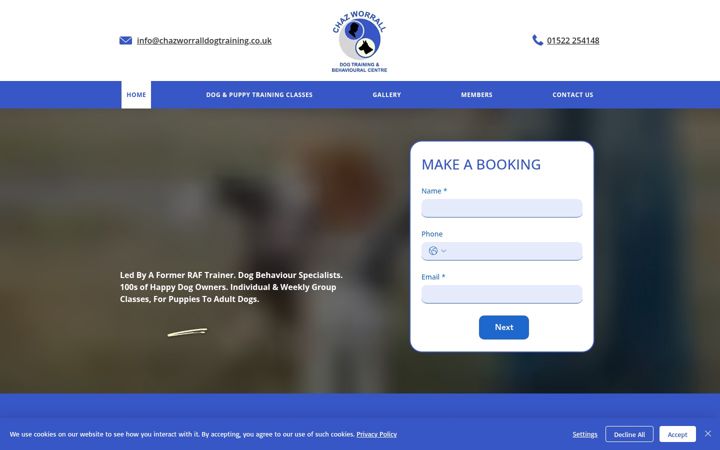 Screenshot van chazworralldogtraining.co.uk