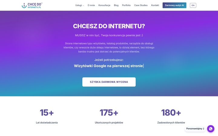 Snímek obrazovky chcedointernetu.pl