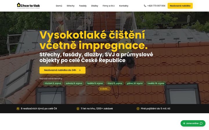 Ekraanipilt saidist chcetotlak.cz