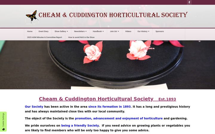 Screenshot ta' cheamandcuddingtonhortsoc.org.uk