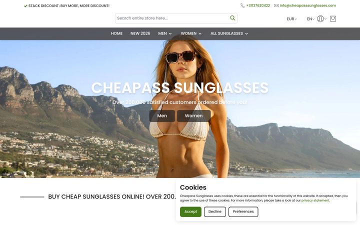 Screenshot of cheapasssunglasses.com