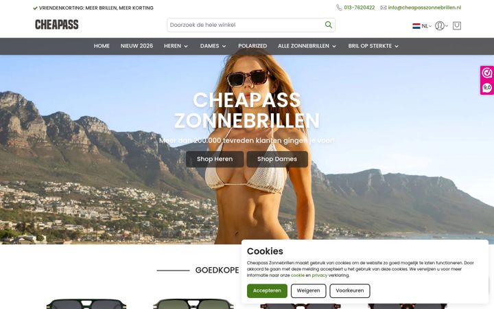 Screenshot ta' cheapasszonnebrillen.nl