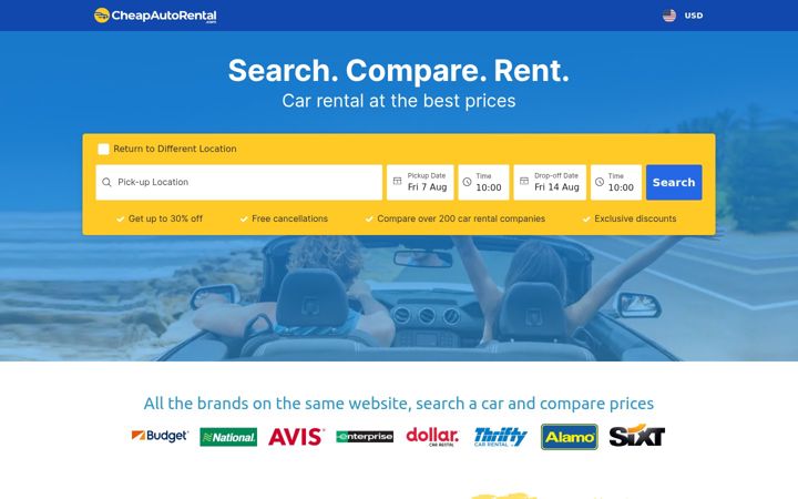 Screenshot of cheapautorental.com