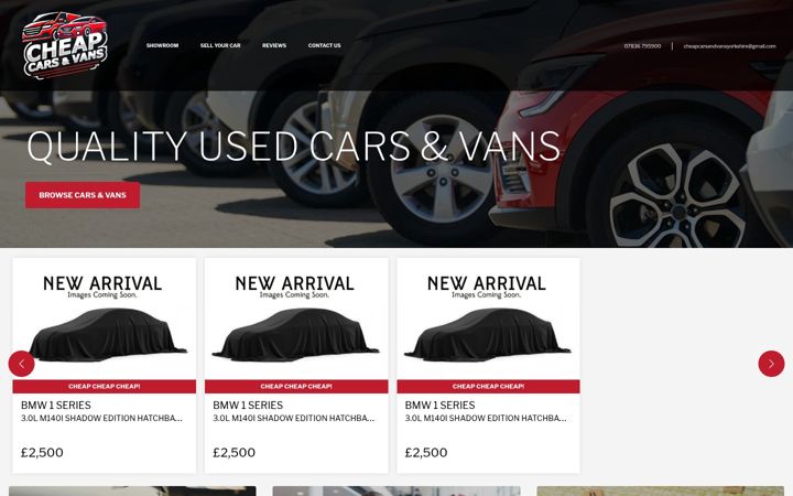 Screenshot ta' cheapcarandvans.co.uk