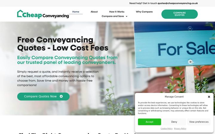 Screenshot ta' cheapconveyancing.co.uk