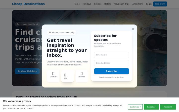 Screenshot von cheapdestinations.co.uk