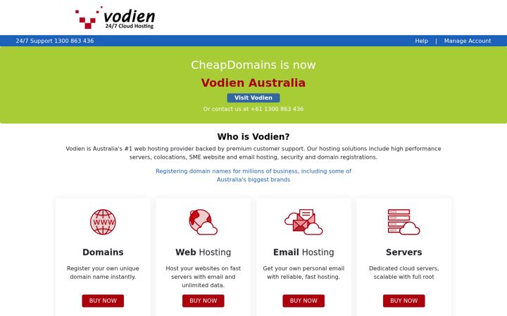 Screenshot of cheapdomains.com.au