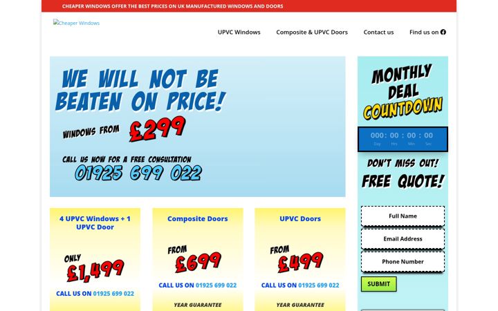 Screenshot von cheaperwindows.co.uk