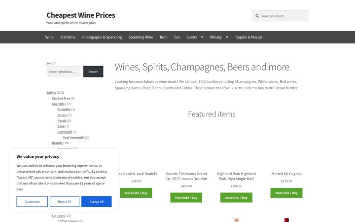Screenshot of cheapest-wine-prices.com