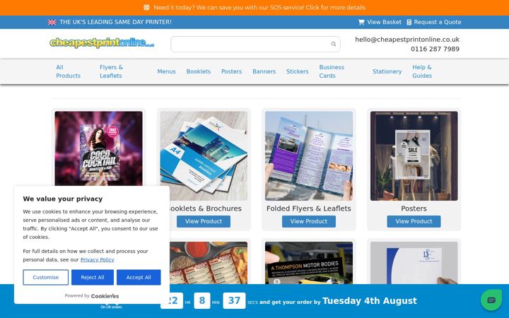 Screenshot von cheapestprintonline.co.uk