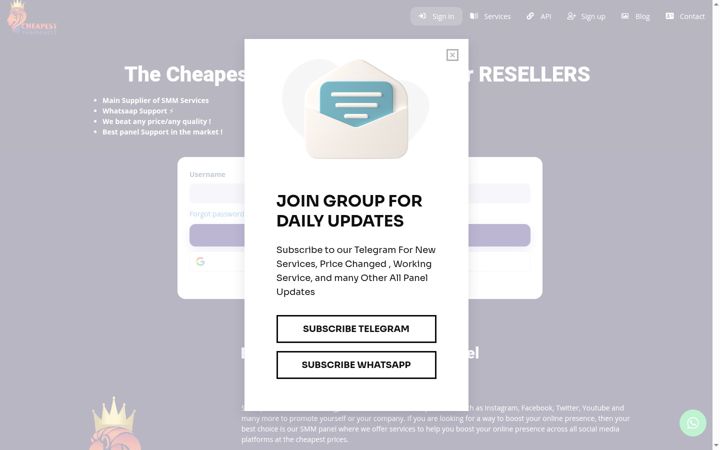 Screenshot of cheapestsmmpanels.com
