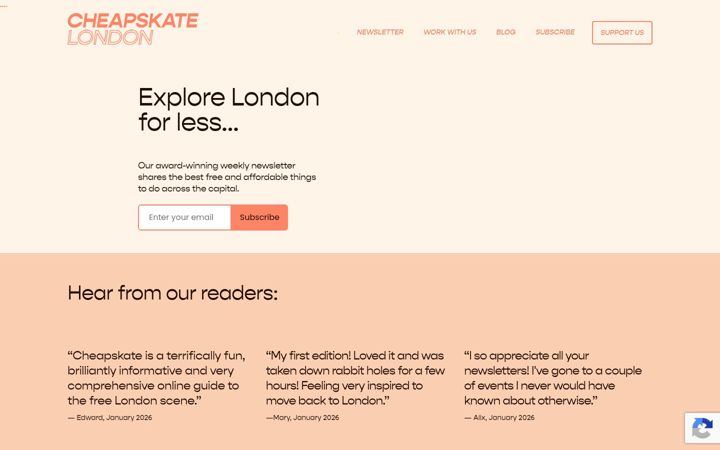 Screenshot of cheapskatelondon.com