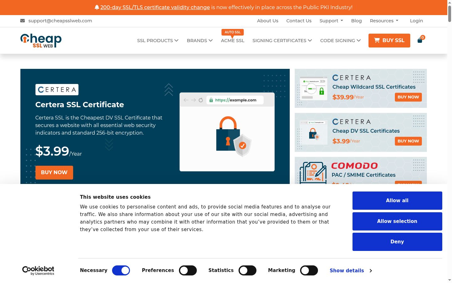 Screenshot of the consent banner shown before any interaction