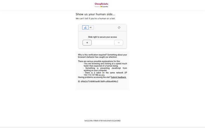 Screenshot του cheaptickets.com