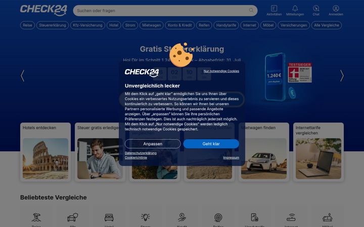 Captură de ecran a check24.de