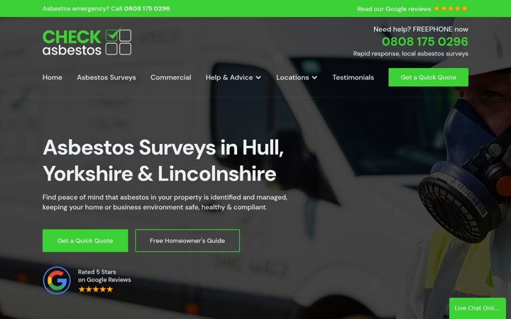 Screenshot von checkasbestos.co.uk