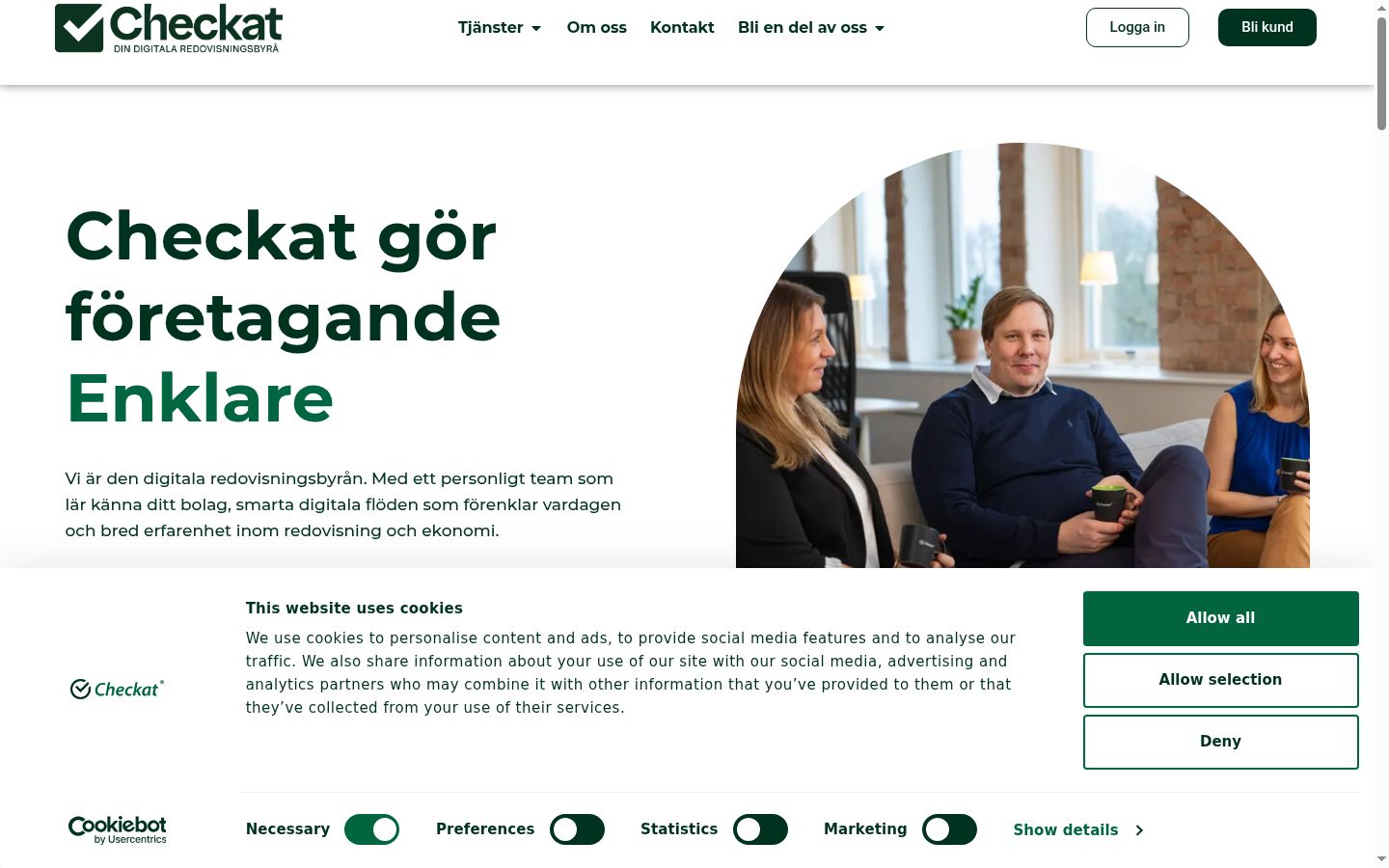 Skjermbilde av samtykkebanneret slik det vises før noen interaksjon