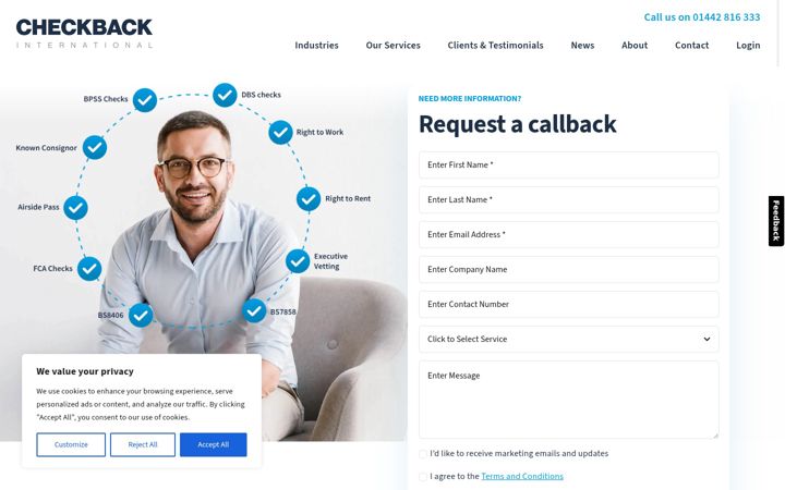 Screenshot di checkback.co.uk