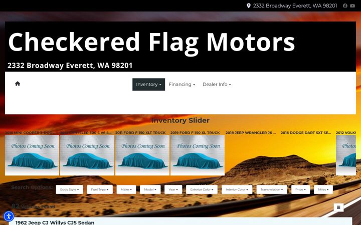 Screenshot of checkeredflag-motors.com
