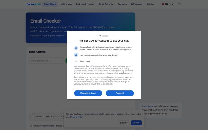 Screenshot of checkeremail.com