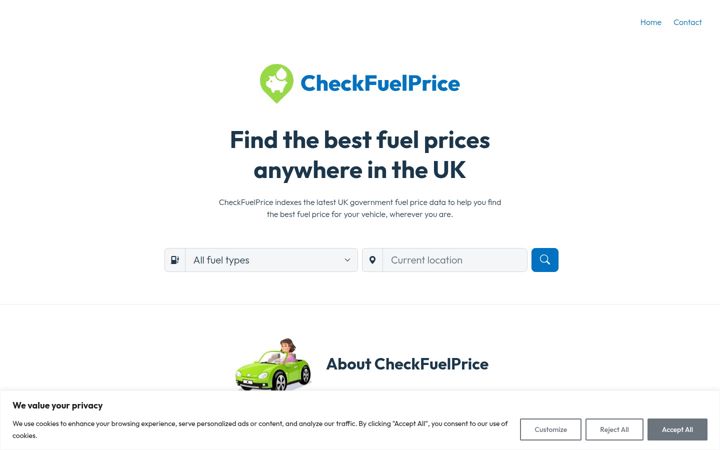 Screenshot di checkfuelprice.co.uk