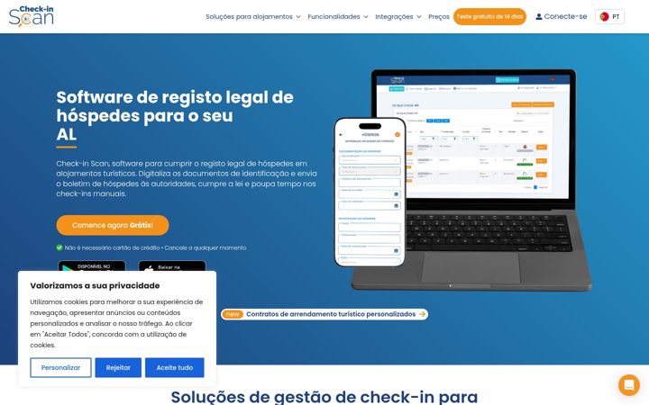 Ekraanipilt saidist checkinscan.pt