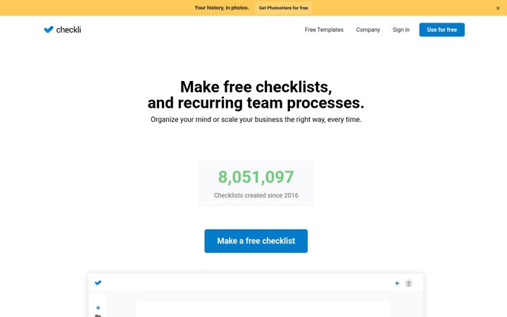 Екранна снимка на checkli.com
