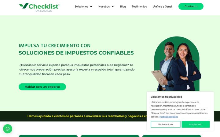 Screenshot of checklisttax.com