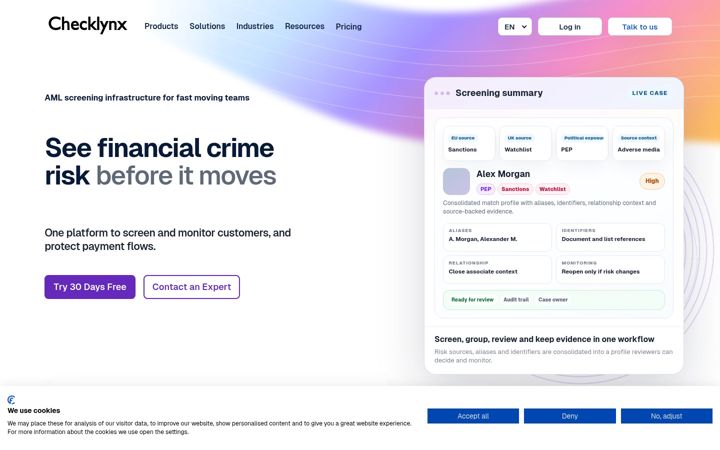Screenshot of checklynx.com